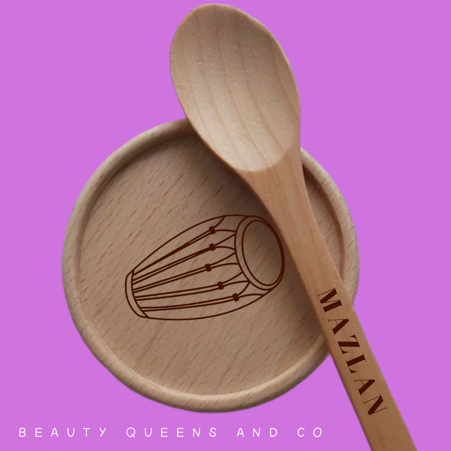 Wooden Coaster and Spoon