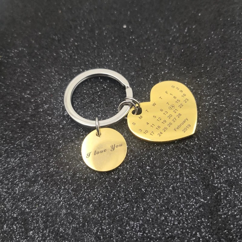 Stainless Steel Calendar Keychain with Pendant