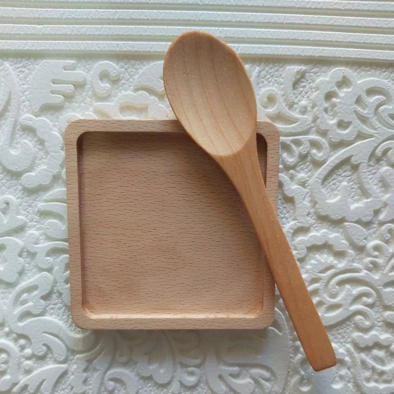 Wooden Coaster and Spoon