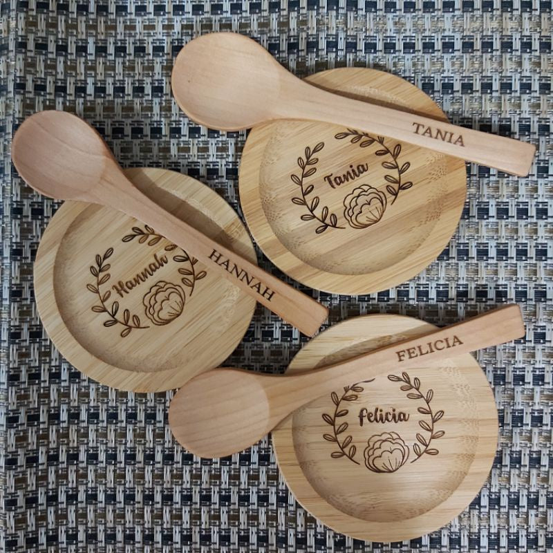 Wooden Coaster and Spoon