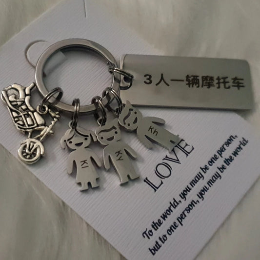 Stainless Steel Family Tree Keychain with Charms